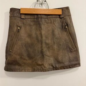 Brown Faux Leather Mini Skirt size S